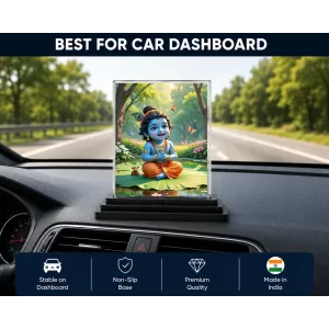 Lord Krishna Acrylic Car Dashboard Showpiece | Double-Sided Lord Krishna Photo Stand | 3 X 4 Inch Photo | Transparent Acrylic Frame With Black Base | Car Dashboard, Office & Table Decor (F71648) Lord Krishna Acrylic Car Dashboard Showpiece | Double-Sided Lord Krishna Photo Stand | 3 X 4 Inch Photo | Transparent Acrylic Frame With Black Base | Car Dashboard, Office & Table Decor (F71648)