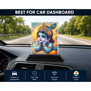 Shree Krishna Acrylic Car Dashboard Showpiece | Double-Sided Shree Krishna Photo Stand | 3 X 4 Inch Photo | Transparent Acrylic Frame With Black Base | Car Dashboard, Office & Table Decor (F71651) Shree Krishna Acrylic Car Dashboard Showpiece | Double-Sided Shree Krishna Photo Stand | 3 X 4 Inch Photo | Transparent Acrylic Frame With Black Base | Car Dashboard, Office & Table Decor (F71651)