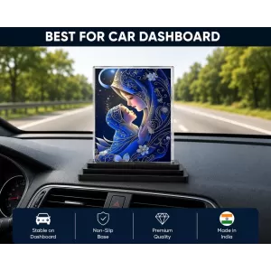Mother And Child Acrylic Car Dashboard Showpiece | Double-Sided Mother And Child Photo Stand | 3 X 4 Inch Photo | Transparent Acrylic Frame With Black Base | Car Dashboard, Office & Table Decor (F71654)
