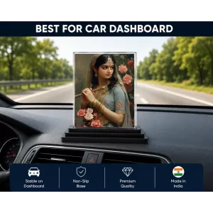 Shree Radha Acrylic Car Dashboard Showpiece | Double-Sided Shree Radha Photo Stand | 3 X 4 Inch Photo | Transparent Acrylic Frame With Black Base | Car Dashboard, Office & Table Decor (F71662) Shree Radha Acrylic Car Dashboard Showpiece | Double-Sided Shree Radha Photo Stand | 3 X 4 Inch Photo | Transparent Acrylic Frame With Black Base | Car Dashboard, Office & Table Decor (F71662)