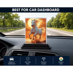 Running Horse Acrylic Car Dashboard Showpiece | Double-Sided Running Horse Photo Stand | 3 X 4 Inch Photo | Transparent Acrylic Frame With Black Base | Car Dashboard, Office & Table Decor (F71672) Running Horse Acrylic Car Dashboard Showpiece | Double-Sided Running Horse Photo Stand | 3 X 4 Inch Photo | Transparent Acrylic Frame With Black Base | Car Dashboard, Office & Table Decor (F71672)