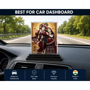 Krishna And Radha Acrylic Car Dashboard Showpiece | Double-Sided Krishna And Radha Photo Stand | 3 X 4 Inch Photo | Transparent Acrylic Frame With Black Base | Car Dashboard, Office & Table Decor (F71673) Krishna And Radha Acrylic Car Dashboard Showpiece | Double-Sided Krishna And Radha Photo Stand | 3 X 4 Inch Photo | Transparent Acrylic Frame With Black Base | Car Dashboard, Office & Table Decor (F71673)