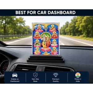Lord Ganesha Acrylic Car Dashboard Showpiece | Double-Sided Lord Ganesha Photo Stand | 3 X 4 Inch Photo | Transparent Acrylic Frame With Black Base | Car Dashboard, Office & Table Decor (F71675)
