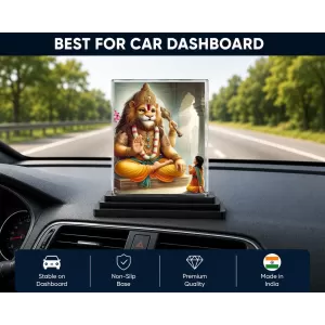 Narasimha Acrylic Car Dashboard Showpiece | Double-Sided Narasimha Photo Stand | 3 X 4 Inch Photo | Transparent Acrylic Frame With Black Base | Car Dashboard, Office & Table Decor (F71681) Narasimha Acrylic Car Dashboard Showpiece | Double-Sided Narasimha Photo Stand | 3 X 4 Inch Photo | Transparent Acrylic Frame With Black Base | Car Dashboard, Office & Table Decor (F71681)