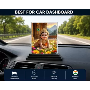 Lord Krishna Acrylic Car Dashboard Showpiece | Double-Sided Lord Krishna Photo Stand | 3 X 4 Inch Photo | Transparent Acrylic Frame With Black Base | Car Dashboard, Office & Table Decor (F71687) Lord Krishna Acrylic Car Dashboard Showpiece | Double-Sided Lord Krishna Photo Stand | 3 X 4 Inch Photo | Transparent Acrylic Frame With Black Base | Car Dashboard, Office & Table Decor (F71687)