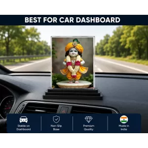 Shree Krishna Acrylic Car Dashboard Showpiece | Double-Sided Shree Krishna Photo Stand | 3 X 4 Inch Photo | Transparent Acrylic Frame With Black Base | Car Dashboard, Office & Table Decor (F71695) Shree Krishna Acrylic Car Dashboard Showpiece | Double-Sided Shree Krishna Photo Stand | 3 X 4 Inch Photo | Transparent Acrylic Frame With Black Base | Car Dashboard, Office & Table Decor (F71695)