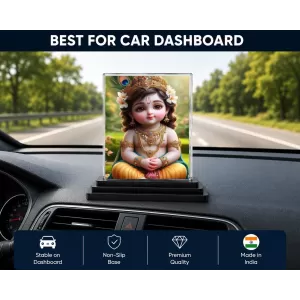Krishna Acrylic Car Dashboard Showpiece | Double-Sided Krishna Photo Stand | 3 X 4 Inch Photo | Transparent Acrylic Frame With Black Base | Car Dashboard, Office & Table Decor (F71696) Krishna Acrylic Car Dashboard Showpiece | Double-Sided Krishna Photo Stand | 3 X 4 Inch Photo | Transparent Acrylic Frame With Black Base | Car Dashboard, Office & Table Decor (F71696)