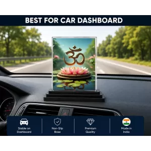 Om Acrylic Car Dashboard Showpiece | Double-Sided Om Photo Stand | 3 X 4 Inch Photo | Transparent Acrylic Frame With Black Base | Car Dashboard, Office & Table Decor (F71698) Om Acrylic Car Dashboard Showpiece | Double-Sided Om Photo Stand | 3 X 4 Inch Photo | Transparent Acrylic Frame With Black Base | Car Dashboard, Office & Table Decor (F71698)
