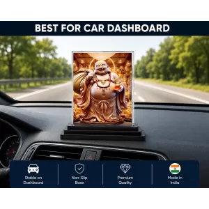 Budai Acrylic Car Dashboard Showpiece | Double-Sided Budai Photo Stand | 3 X 4 Inch Photo | Transparent Acrylic Frame With Black Base | Car Dashboard, Office & Table Decor (F71704) Budai Acrylic Car Dashboard Showpiece | Double-Sided Budai Photo Stand | 3 X 4 Inch Photo | Transparent Acrylic Frame With Black Base | Car Dashboard, Office & Table Decor (F71704)