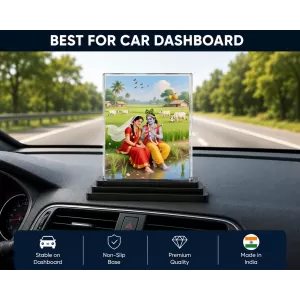 Radha And Shree Krishna Acrylic Car Dashboard Showpiece | Double-Sided Radha And Shree Krishna Photo Stand | 3 X 4 Inch Photo | Transparent Acrylic Frame With Black Base | Car Dashboard, Office & Table Decor (F71711) Radha And Shree Krishna Acrylic Car Dashboard Showpiece | Double-Sided Radha And Shree Krishna Photo Stand | 3 X 4 Inch Photo | Transparent Acrylic Frame With Black Base | Car Dashboard, Office & Table Decor (F71711)