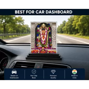 Goddess Kali Acrylic Car Dashboard Showpiece | Double-Sided Goddess Kali Photo Stand | 3 X 4 Inch Photo | Transparent Acrylic Frame With Black Base | Car Dashboard, Office & Table Decor (F71714)