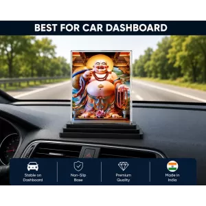Budai Acrylic Car Dashboard Showpiece | Double-Sided Budai Photo Stand | 3 X 4 Inch Photo | Transparent Acrylic Frame With Black Base | Car Dashboard, Office & Table Decor (F71717) Budai Acrylic Car Dashboard Showpiece | Double-Sided Budai Photo Stand | 3 X 4 Inch Photo | Transparent Acrylic Frame With Black Base | Car Dashboard, Office & Table Decor (F71717)