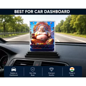 Budai Acrylic Car Dashboard Showpiece | Double-Sided Budai Photo Stand | 3 X 4 Inch Photo | Transparent Acrylic Frame With Black Base | Car Dashboard, Office & Table Decor (F71720) Budai Acrylic Car Dashboard Showpiece | Double-Sided Budai Photo Stand | 3 X 4 Inch Photo | Transparent Acrylic Frame With Black Base | Car Dashboard, Office & Table Decor (F71720)