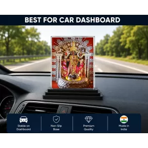 Goddess Kali Acrylic Car Dashboard Showpiece | Double-Sided Goddess Kali Photo Stand | 3 X 4 Inch Photo | Transparent Acrylic Frame With Black Base | Car Dashboard, Office & Table Decor (F71722)