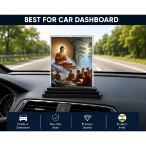 Buddha Acrylic Car Dashboard Showpiece | Double-Sided Buddha Photo Stand | 3 X 4 Inch Photo | Transparent Acrylic Frame With Black Base | Car Dashboard, Office & Table Decor (F71726) Buddha Acrylic Car Dashboard Showpiece | Double-Sided Buddha Photo Stand | 3 X 4 Inch Photo | Transparent Acrylic Frame With Black Base | Car Dashboard, Office & Table Decor (F71726)