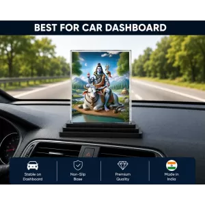 Lord Shiva Acrylic Car Dashboard Showpiece | Double-Sided Lord Shiva Photo Stand | 3 X 4 Inch Photo | Transparent Acrylic Frame With Black Base | Car Dashboard, Office & Table Decor (F71729) Lord Shiva Acrylic Car Dashboard Showpiece | Double-Sided Lord Shiva Photo Stand | 3 X 4 Inch Photo | Transparent Acrylic Frame With Black Base | Car Dashboard, Office & Table Decor (F71729)