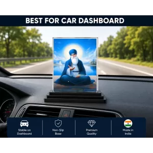 Guru Nanak Acrylic Car Dashboard Showpiece | Double-Sided Guru Nanak Photo Stand | 3 X 4 Inch Photo | Transparent Acrylic Frame With Black Base | Car Dashboard, Office & Table Decor (F71731) Guru Nanak Acrylic Car Dashboard Showpiece | Double-Sided Guru Nanak Photo Stand | 3 X 4 Inch Photo | Transparent Acrylic Frame With Black Base | Car Dashboard, Office & Table Decor (F71731)