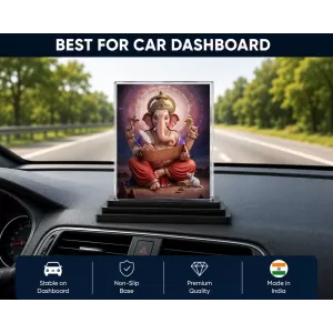 Ganesha Acrylic Car Dashboard Showpiece | Double-Sided Ganesha Photo Stand | 3 X 4 Inch Photo | Transparent Acrylic Frame With Black Base | Car Dashboard, Office & Table Decor (F71744) Ganesha Acrylic Car Dashboard Showpiece | Double-Sided Ganesha Photo Stand | 3 X 4 Inch Photo | Transparent Acrylic Frame With Black Base | Car Dashboard, Office & Table Decor (F71744)