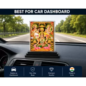 Lord Ganesha Acrylic Car Dashboard Showpiece | Double-Sided Lord Ganesha Photo Stand | 3 X 4 Inch Photo | Transparent Acrylic Frame With Black Base | Car Dashboard, Office & Table Decor (F71747)