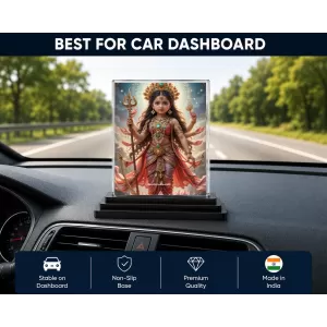 Durga Acrylic Car Dashboard Showpiece | Double-Sided Durga Photo Stand | 3 X 4 Inch Photo | Transparent Acrylic Frame With Black Base | Car Dashboard, Office & Table Decor (F71748) Durga Acrylic Car Dashboard Showpiece | Double-Sided Durga Photo Stand | 3 X 4 Inch Photo | Transparent Acrylic Frame With Black Base | Car Dashboard, Office & Table Decor (F71748)