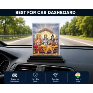 Lord Brahma Lord Vishnu Lord Shiva Acrylic Car Dashboard Showpiece | Double-Sided Lord Brahma Lord Vishnu Lord Shiva Photo Stand | 3 X 4 Inch Photo | Transparent Acrylic Frame With Black Base | Car Dashboard, Office & Table Decor (F71762) Lord Brahma Lord Vishnu Lord Shiva Acrylic Car Dashboard Showpiece | Double-Sided Lord Brahma Lord Vishnu Lord Shiva Photo Stand | 3 X 4 Inch Photo | Transparent Acrylic Frame With Black Base | Car Dashboard, Office & Table Decor (F71762)