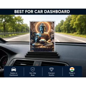 Buddha Acrylic Car Dashboard Showpiece | Double-Sided Buddha Photo Stand | 3 X 4 Inch Photo | Transparent Acrylic Frame With Black Base | Car Dashboard, Office & Table Decor (F71764) Buddha Acrylic Car Dashboard Showpiece | Double-Sided Buddha Photo Stand | 3 X 4 Inch Photo | Transparent Acrylic Frame With Black Base | Car Dashboard, Office & Table Decor (F71764)