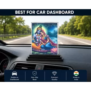 Shree Krishna And Shree Radha Acrylic Car Dashboard Showpiece | Double-Sided Shree Krishna And Shree Radha Photo Stand | 3 X 4 Inch Photo | Transparent Acrylic Frame With Black Base | Car Dashboard, Office & Table Decor (F71767) Shree Krishna And Shree Radha Acrylic Car Dashboard Showpiece | Double-Sided Shree Krishna And Shree Radha Photo Stand | 3 X 4 Inch Photo | Transparent Acrylic Frame With Black Base | Car Dashboard, Office & Table Decor (F71767)