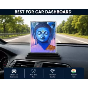 Buddha Acrylic Car Dashboard Showpiece | Double-Sided Buddha Photo Stand | 3 X 4 Inch Photo | Transparent Acrylic Frame With Black Base | Car Dashboard, Office & Table Decor (F71771) Buddha Acrylic Car Dashboard Showpiece | Double-Sided Buddha Photo Stand | 3 X 4 Inch Photo | Transparent Acrylic Frame With Black Base | Car Dashboard, Office & Table Decor (F71771)