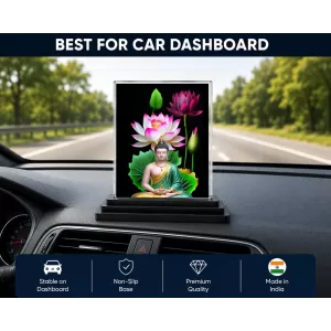 Buddha Acrylic Car Dashboard Showpiece | Double-Sided Buddha Photo Stand | 3 X 4 Inch Photo | Transparent Acrylic Frame With Black Base | Car Dashboard, Office & Table Decor (F71776) Buddha Acrylic Car Dashboard Showpiece | Double-Sided Buddha Photo Stand | 3 X 4 Inch Photo | Transparent Acrylic Frame With Black Base | Car Dashboard, Office & Table Decor (F71776)