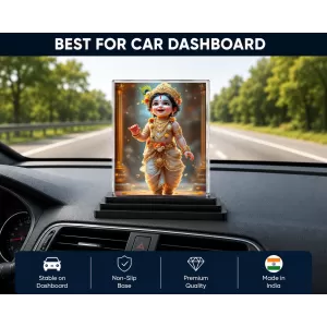 Baby Krishna Acrylic Car Dashboard Showpiece | Double-Sided Baby Krishna Photo Stand | 3 X 4 Inch Photo | Transparent Acrylic Frame With Black Base | Car Dashboard, Office & Table Decor (F71779) Baby Krishna Acrylic Car Dashboard Showpiece | Double-Sided Baby Krishna Photo Stand | 3 X 4 Inch Photo | Transparent Acrylic Frame With Black Base | Car Dashboard, Office & Table Decor (F71779)