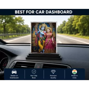 Krishna And Radha Acrylic Car Dashboard Showpiece | Double-Sided Krishna And Radha Photo Stand | 3 X 4 Inch Photo | Transparent Acrylic Frame With Black Base | Car Dashboard, Office & Table Decor (F71784) Krishna And Radha Acrylic Car Dashboard Showpiece | Double-Sided Krishna And Radha Photo Stand | 3 X 4 Inch Photo | Transparent Acrylic Frame With Black Base | Car Dashboard, Office & Table Decor (F71784)