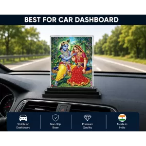 Shree Krishna And Shree Radha Acrylic Car Dashboard Showpiece | Double-Sided Shree Krishna And Shree Radha Photo Stand | 3 X 4 Inch Photo | Transparent Acrylic Frame With Black Base | Car Dashboard, Office & Table Decor (F71790) Shree Krishna And Shree Radha Acrylic Car Dashboard Showpiece | Double-Sided Shree Krishna And Shree Radha Photo Stand | 3 X 4 Inch Photo | Transparent Acrylic Frame With Black Base | Car Dashboard, Office & Table Decor (F71790)