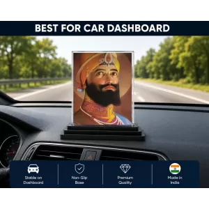 Guru Gobind Singh Acrylic Car Dashboard Showpiece | Double-Sided Guru Gobind Singh Photo Stand | 3 X 4 Inch Photo | Transparent Acrylic Frame With Black Base | Car Dashboard, Office & Table Decor (F71800) Guru Gobind Singh Acrylic Car Dashboard Showpiece | Double-Sided Guru Gobind Singh Photo Stand | 3 X 4 Inch Photo | Transparent Acrylic Frame With Black Base | Car Dashboard, Office & Table Decor (F71800)