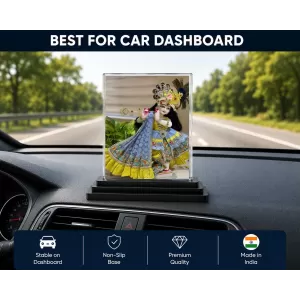 Shree Krishna Acrylic Car Dashboard Showpiece | Double-Sided Shree Krishna Photo Stand | 3 X 4 Inch Photo | Transparent Acrylic Frame With Black Base | Car Dashboard, Office & Table Decor (F72107) Shree Krishna Acrylic Car Dashboard Showpiece | Double-Sided Shree Krishna Photo Stand | 3 X 4 Inch Photo | Transparent Acrylic Frame With Black Base | Car Dashboard, Office & Table Decor (F72107)