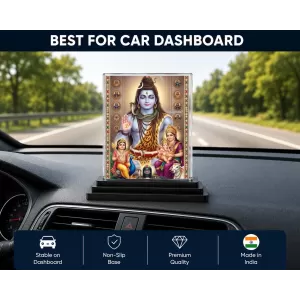 Shiva Acrylic Car Dashboard Showpiece | Double-Sided Shiva Photo Stand | 3 X 4 Inch Photo | Transparent Acrylic Frame With Black Base | Car Dashboard, Office & Table Decor (F72108)