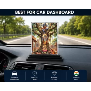 Shiva Acrylic Car Dashboard Showpiece | Double-Sided Shiva Photo Stand | 3 X 4 Inch Photo | Transparent Acrylic Frame With Black Base | Car Dashboard, Office & Table Decor (F72122)