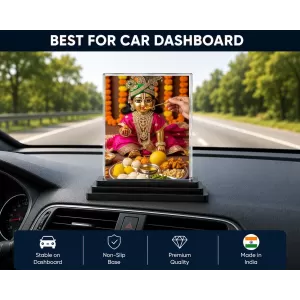 Shree Krishna Acrylic Car Dashboard Showpiece | Double-Sided Shree Krishna Photo Stand | 3 X 4 Inch Photo | Transparent Acrylic Frame With Black Base | Car Dashboard, Office & Table Decor (F72140) Shree Krishna Acrylic Car Dashboard Showpiece | Double-Sided Shree Krishna Photo Stand | 3 X 4 Inch Photo | Transparent Acrylic Frame With Black Base | Car Dashboard, Office & Table Decor (F72140)