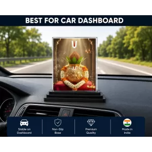Shiva Acrylic Car Dashboard Showpiece | Double-Sided Shiva Photo Stand | 3 X 4 Inch Photo | Transparent Acrylic Frame With Black Base | Car Dashboard, Office & Table Decor (F72141)