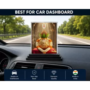 Shiva Acrylic Car Dashboard Showpiece | Double-Sided Shiva Photo Stand | 3 X 4 Inch Photo | Transparent Acrylic Frame With Black Base | Car Dashboard, Office & Table Decor (F72147)