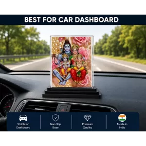 Shiva Acrylic Car Dashboard Showpiece | Double-Sided Shiva Photo Stand | 3 X 4 Inch Photo | Transparent Acrylic Frame With Black Base | Car Dashboard, Office & Table Decor (F72148)