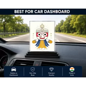 Hanuman Acrylic Car Dashboard Showpiece | Double-Sided Hanuman Photo Stand | 3 X 4 Inch Photo | Transparent Acrylic Frame With Black Base | Car Dashboard, Office & Table Decor (F72151)
