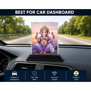 Ganesha Acrylic Car Dashboard Showpiece | Double-Sided Ganesha Photo Stand | 3 X 4 Inch Photo | Transparent Acrylic Frame With Black Base | Car Dashboard, Office & Table Decor (F72154) Ganesha Acrylic Car Dashboard Showpiece | Double-Sided Ganesha Photo Stand | 3 X 4 Inch Photo | Transparent Acrylic Frame With Black Base | Car Dashboard, Office & Table Decor (F72154)