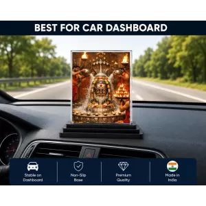 Shiva Acrylic Car Dashboard Showpiece | Double-Sided Shiva Photo Stand | 3 X 4 Inch Photo | Transparent Acrylic Frame With Black Base | Car Dashboard, Office & Table Decor (F72155)