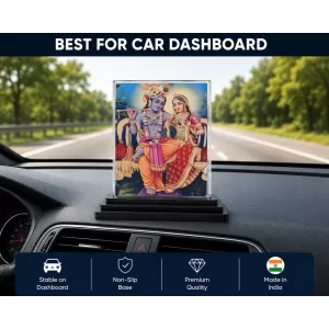 Krishna And Radha Acrylic Car Dashboard Showpiece | Double-Sided Krishna And Radha Photo Stand | 3 X 4 Inch Photo | Transparent Acrylic Frame With Black Base | Car Dashboard, Office & Table Decor (F72164) Krishna And Radha Acrylic Car Dashboard Showpiece | Double-Sided Krishna And Radha Photo Stand | 3 X 4 Inch Photo | Transparent Acrylic Frame With Black Base | Car Dashboard, Office & Table Decor (F72164)