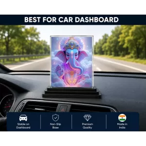 Ganesha Acrylic Car Dashboard Showpiece | Double-Sided Ganesha Photo Stand | 3 X 4 Inch Photo | Transparent Acrylic Frame With Black Base | Car Dashboard, Office & Table Decor (F72167) Ganesha Acrylic Car Dashboard Showpiece | Double-Sided Ganesha Photo Stand | 3 X 4 Inch Photo | Transparent Acrylic Frame With Black Base | Car Dashboard, Office & Table Decor (F72167)