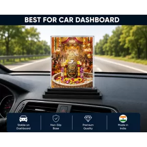 Shiva Acrylic Car Dashboard Showpiece | Double-Sided Shiva Photo Stand | 3 X 4 Inch Photo | Transparent Acrylic Frame With Black Base | Car Dashboard, Office & Table Decor (F72168)