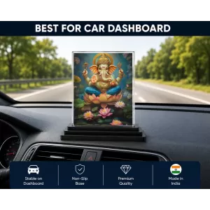 Ganesha Acrylic Car Dashboard Showpiece | Double-Sided Ganesha Photo Stand | 3 X 4 Inch Photo | Transparent Acrylic Frame With Black Base | Car Dashboard, Office & Table Decor (F72169) Ganesha Acrylic Car Dashboard Showpiece | Double-Sided Ganesha Photo Stand | 3 X 4 Inch Photo | Transparent Acrylic Frame With Black Base | Car Dashboard, Office & Table Decor (F72169)