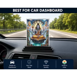 Shiva Acrylic Car Dashboard Showpiece | Double-Sided Shiva Photo Stand | 3 X 4 Inch Photo | Transparent Acrylic Frame With Black Base | Car Dashboard, Office & Table Decor (F72181)
