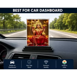 Lord Ganesha Acrylic Car Dashboard Showpiece | Double-Sided Lord Ganesha Photo Stand | 3 X 4 Inch Photo | Transparent Acrylic Frame With Black Base | Car Dashboard, Office & Table Decor (F72194)