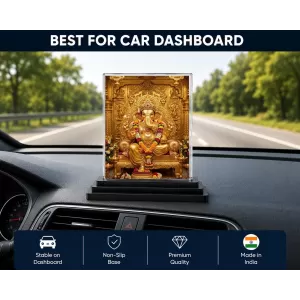 Ganesha Acrylic Car Dashboard Showpiece | Double-Sided Ganesha Photo Stand | 3 X 4 Inch Photo | Transparent Acrylic Frame With Black Base | Car Dashboard, Office & Table Decor (F72200) Ganesha Acrylic Car Dashboard Showpiece | Double-Sided Ganesha Photo Stand | 3 X 4 Inch Photo | Transparent Acrylic Frame With Black Base | Car Dashboard, Office & Table Decor (F72200)